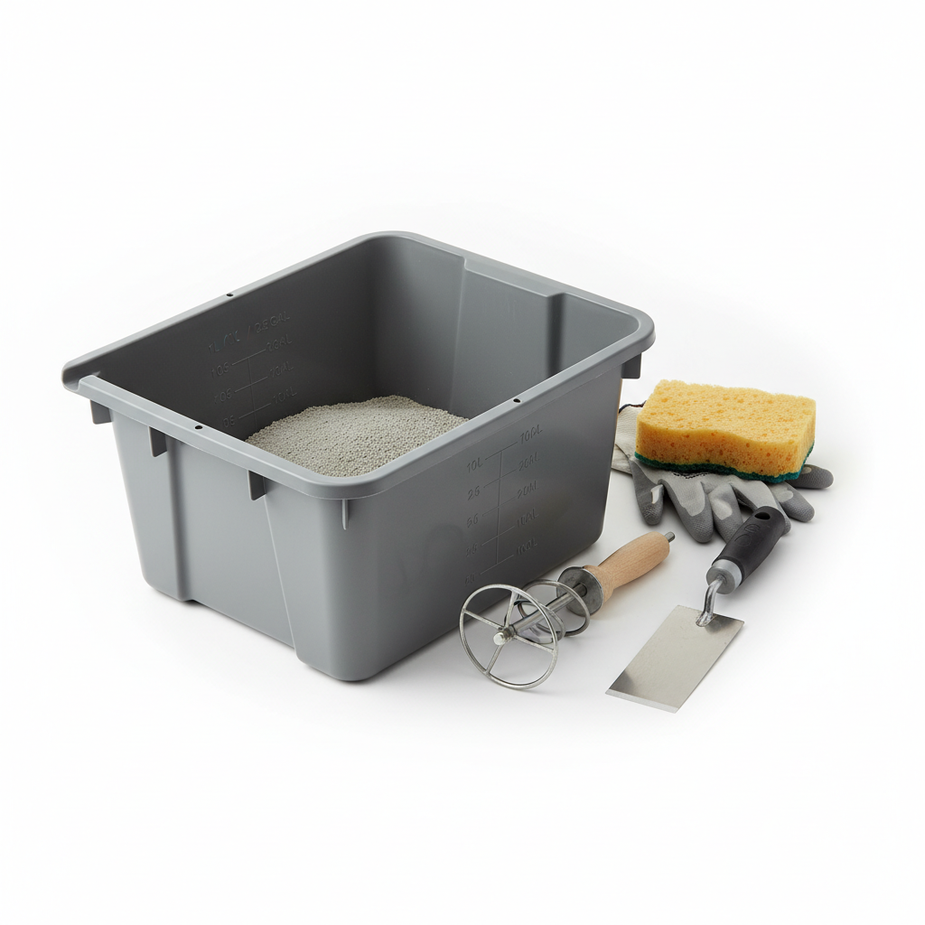 Grout Mixing Container with Measurements