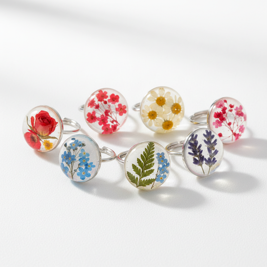 Resin Flower Ring Set 6pc