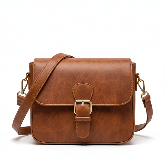 Vintage Leather-Look Satchel Bag