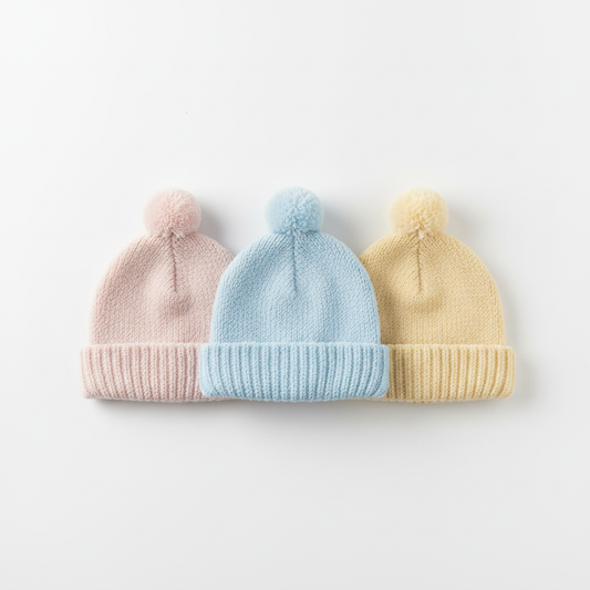 Baby Knit Beanie Hat Set 3pc