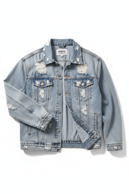Men's Oversized Distressed Denim Jacket