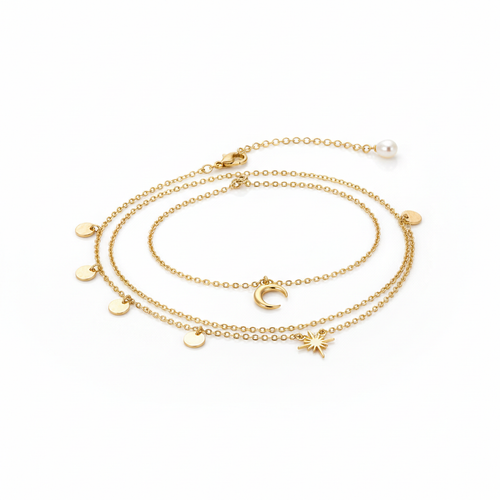 Dainty Gold Anklet Set 3pc