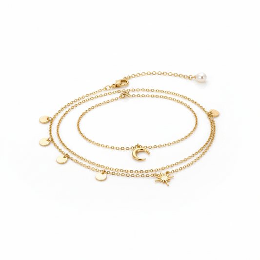 Dainty Gold Anklet Set 3pc