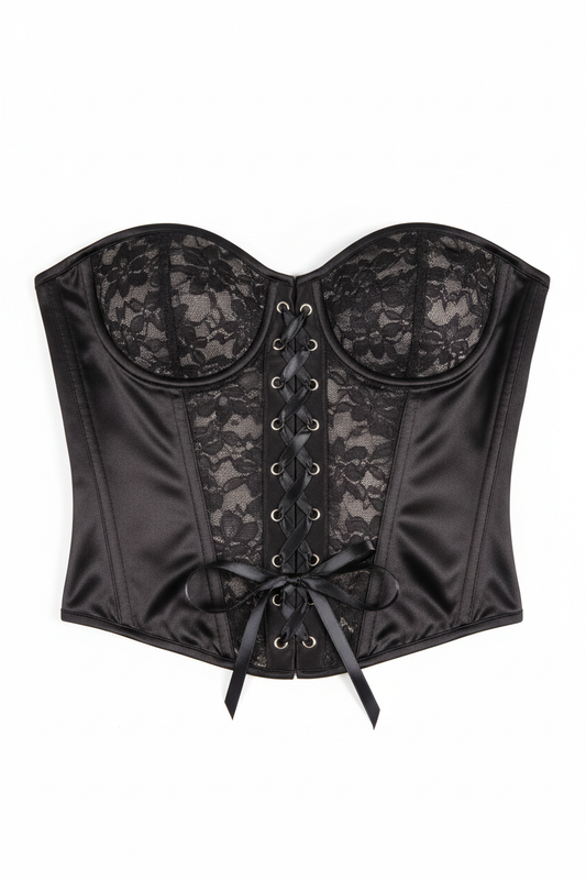 Women's Satin Lace-Up Corset Top
