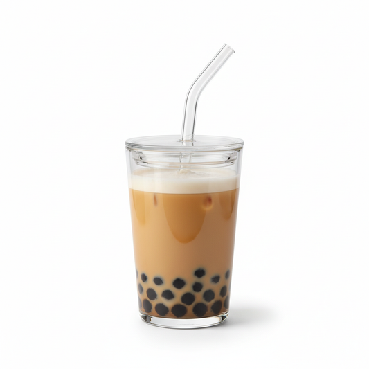 Glass Boba Tea Cup with Straw 24oz