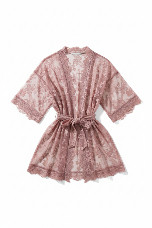 Women's Short Lace Kimono Robe