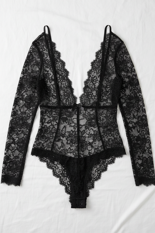 Women's Plunge Neck Lace Bodysuit