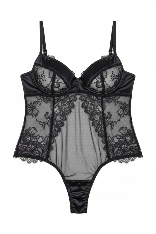 Women's Satin & Lace Teddy One-Piece Lingerie