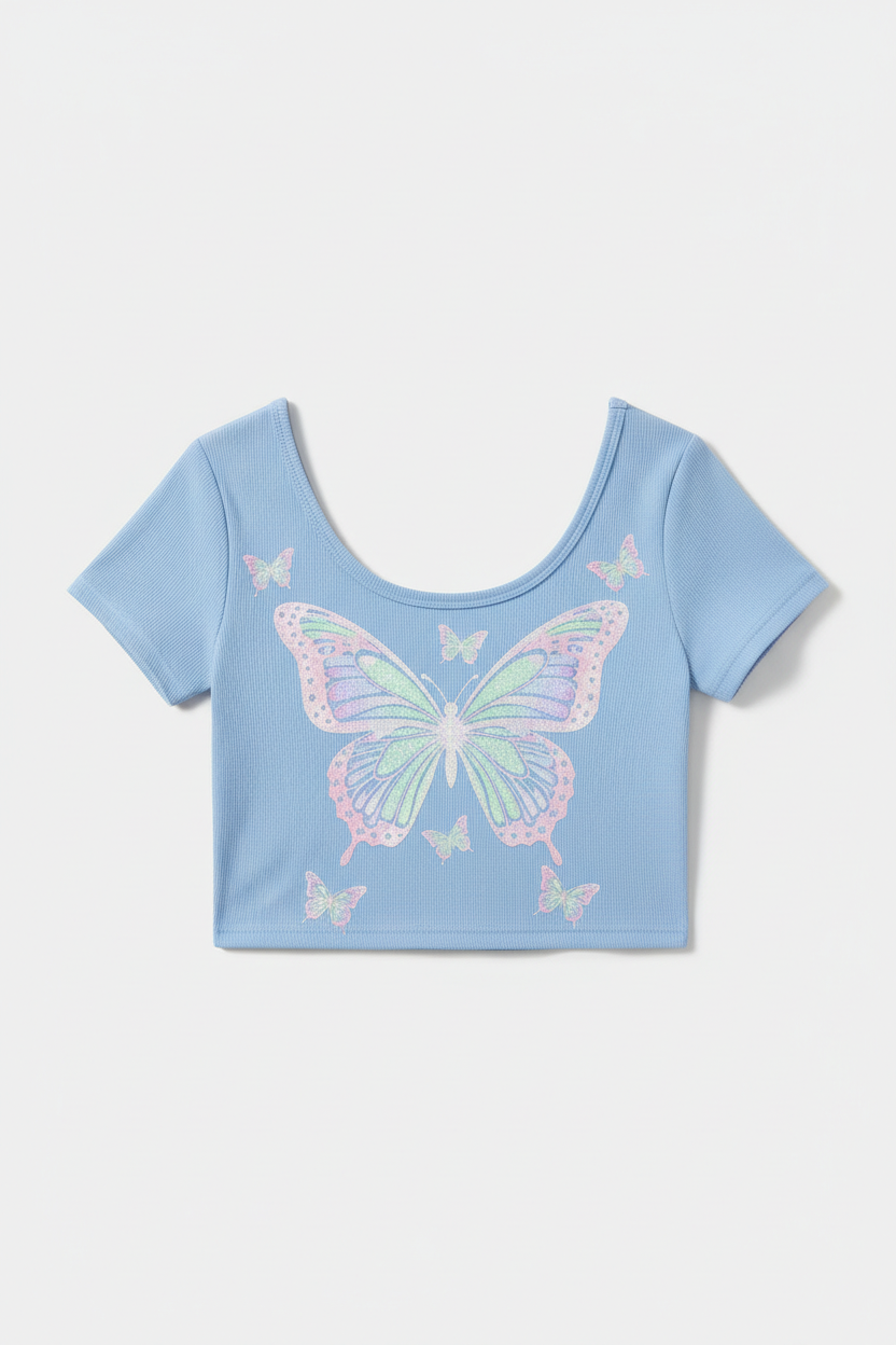Women's Y2K Butterfly Print Crop Top