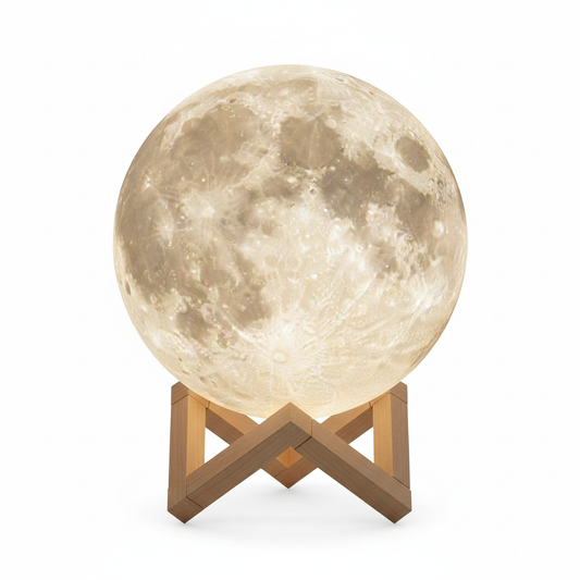 LED Moon Lamp Night Light Wooden Stand
