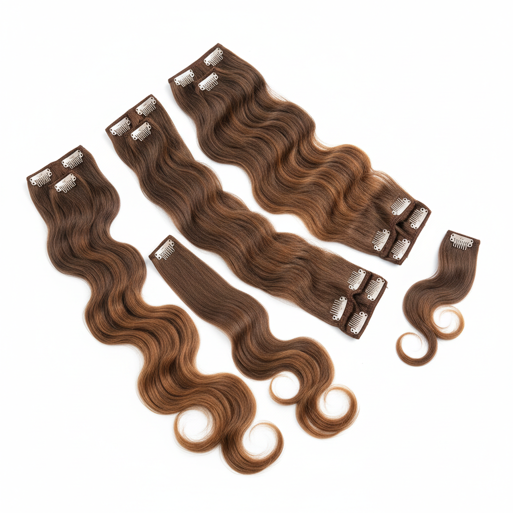 Clip-In Hair Extensions Set Natural Brown