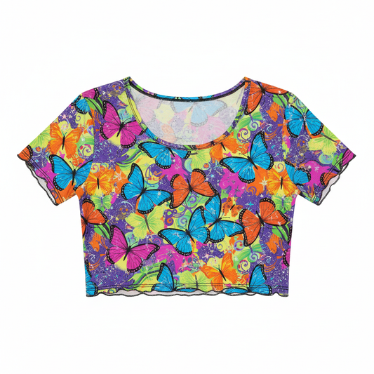 Y2K Butterfly Print Crop Top