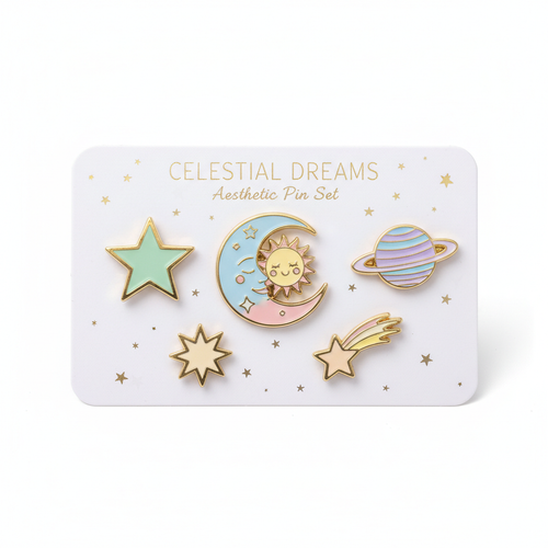 Celestial Moon & Stars Enamel Pin Set 5pc