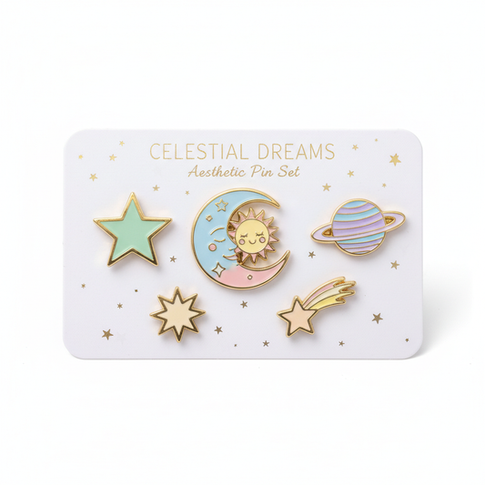 Celestial Moon & Stars Enamel Pin Set 5pc